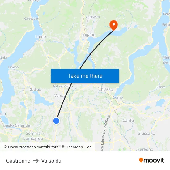 Castronno to Valsolda map