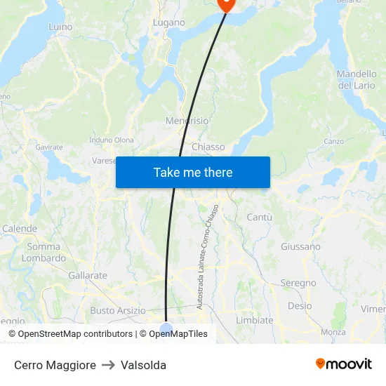 Cerro Maggiore to Valsolda map