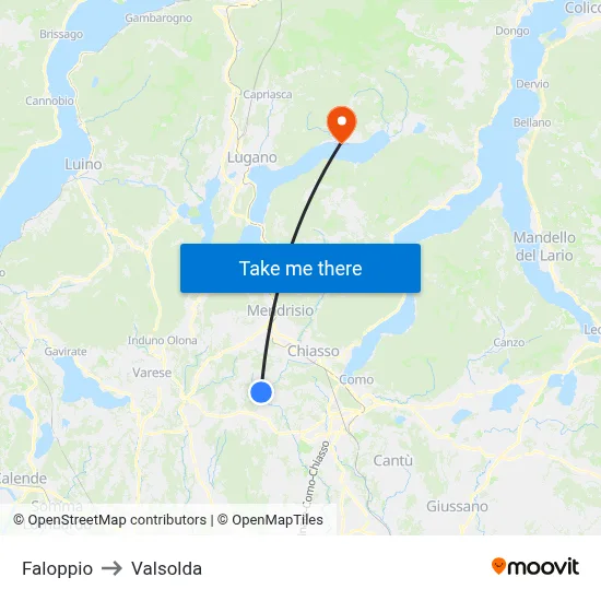 Faloppio to Valsolda map