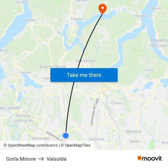 Gorla Minore to Valsolda map