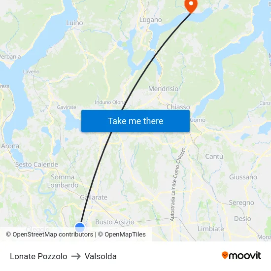Lonate Pozzolo to Valsolda map
