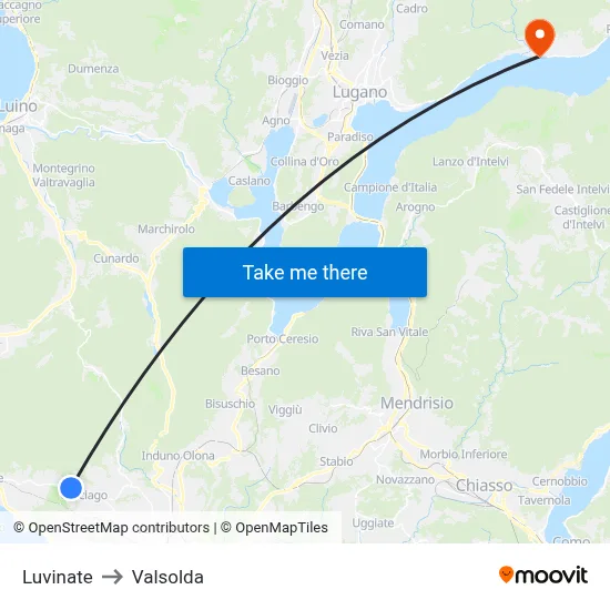 Luvinate to Valsolda map
