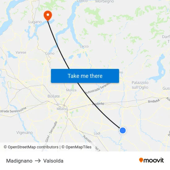 Madignano to Valsolda map