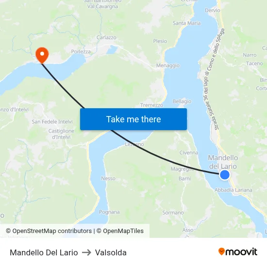 Mandello Del Lario to Valsolda map