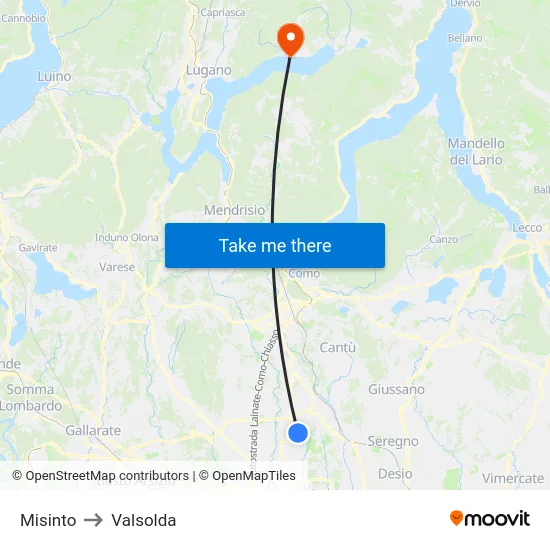 Misinto to Valsolda map