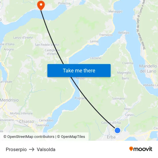 Proserpio to Valsolda map