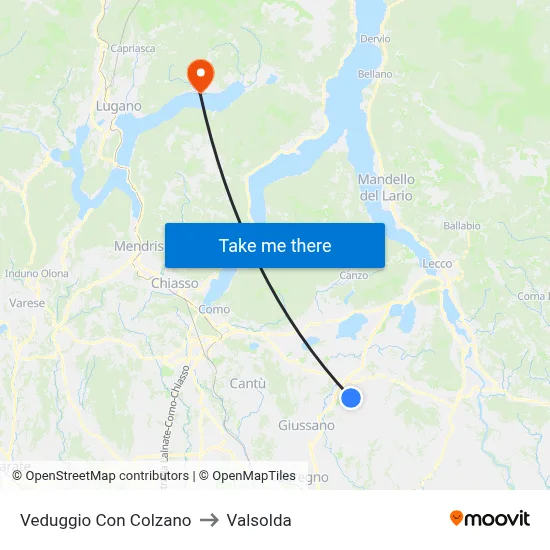 Veduggio Con Colzano to Valsolda map