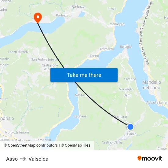 Asso to Valsolda map