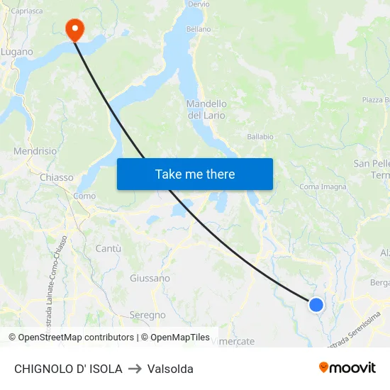 Chignolo D' Isola to Valsolda map