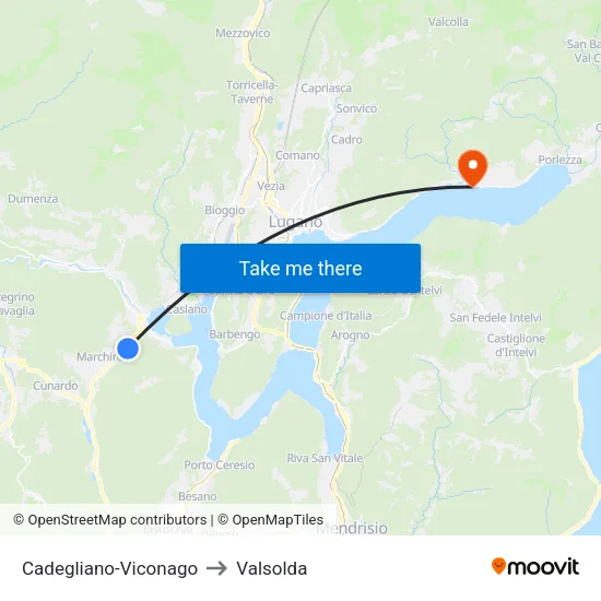 Cadegliano-Viconago to Valsolda map