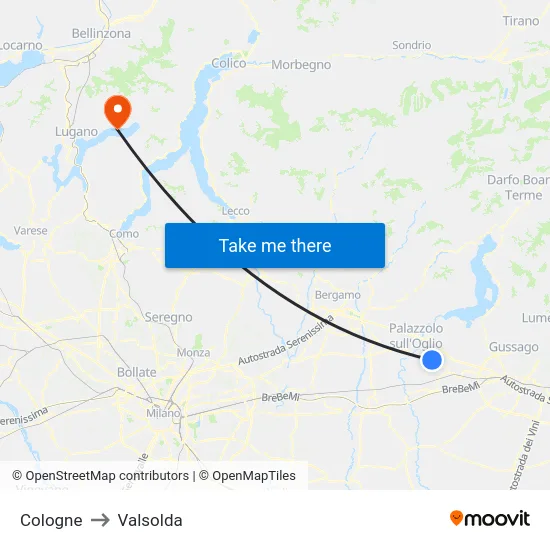 Cologne to Valsolda map