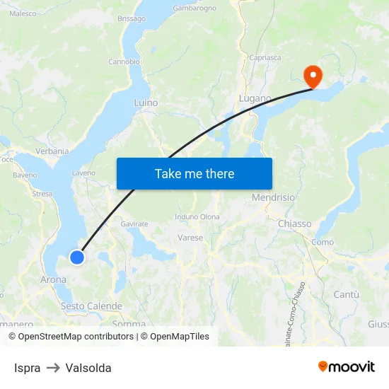 Ispra to Valsolda map