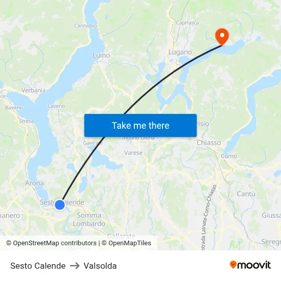 Sesto Calende to Valsolda map