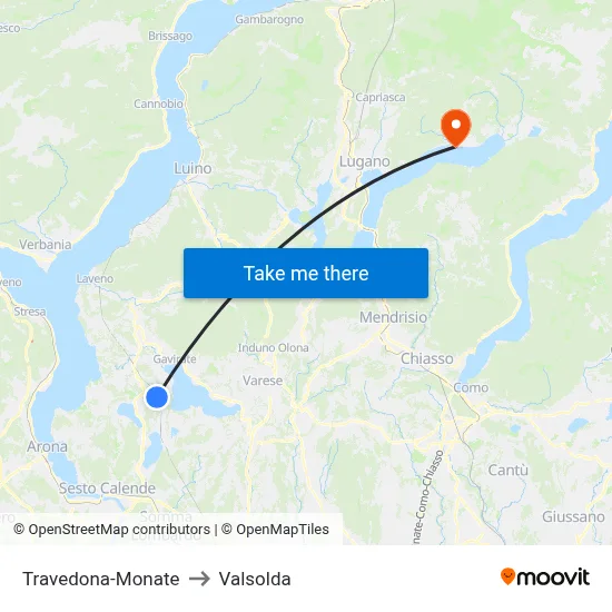 Travedona-Monate to Valsolda map