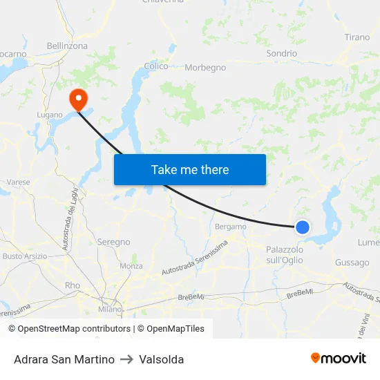 Adrara San Martino to Valsolda map