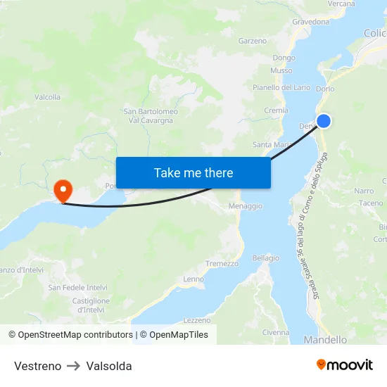 Vestreno to Valsolda map