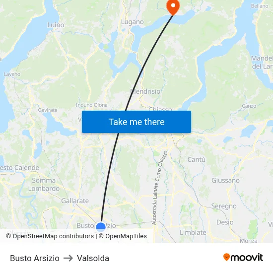 Busto Arsizio to Valsolda map