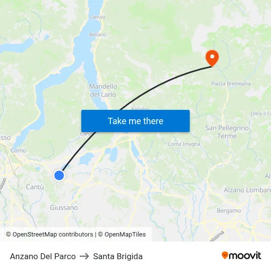 Anzano Del Parco to Santa Brigida map