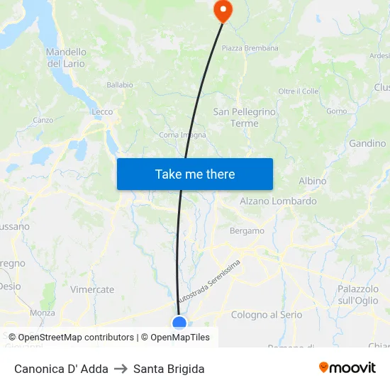 Canonica d'Adda to Santa Brigida map
