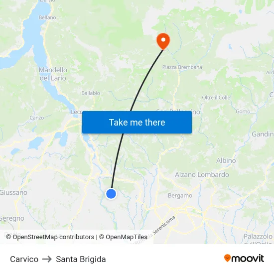 Carvico to Santa Brigida map