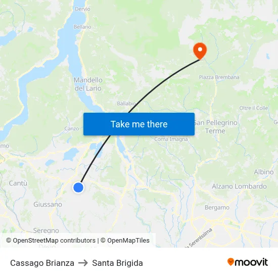 Cassago Brianza to Santa Brigida map