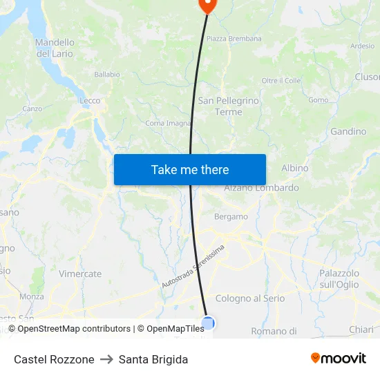 Castel Rozzone to Santa Brigida map