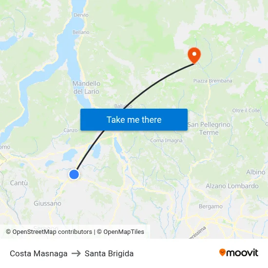 Costa Masnaga to Santa Brigida map