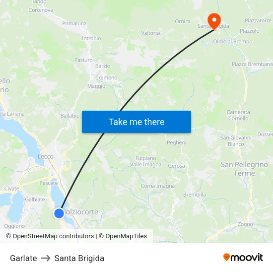 Garlate to Santa Brigida map