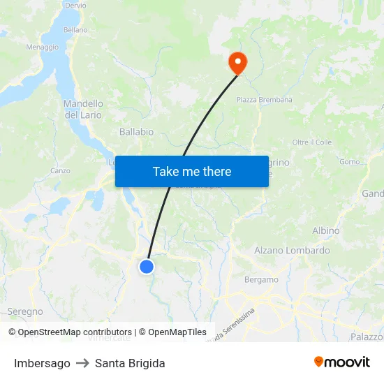 Imbersago to Santa Brigida map