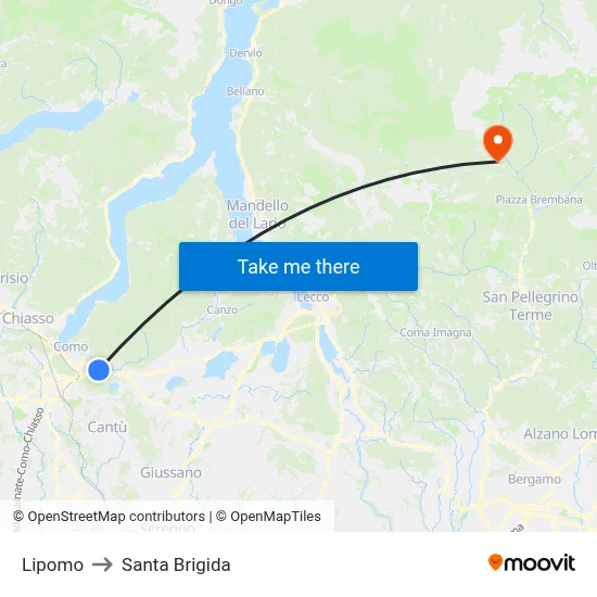 Lipomo to Santa Brigida map