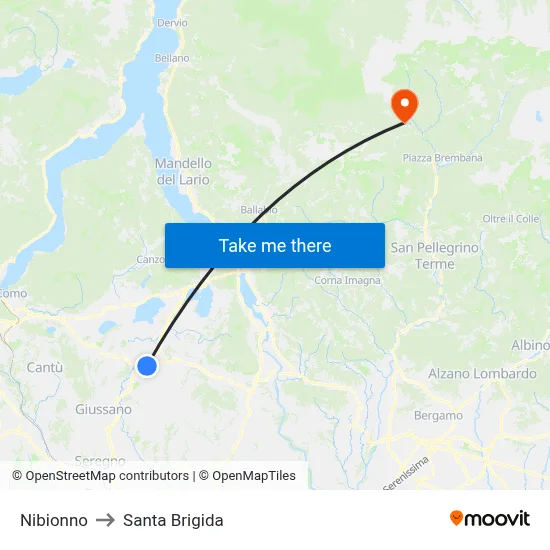 Nibionno to Santa Brigida map