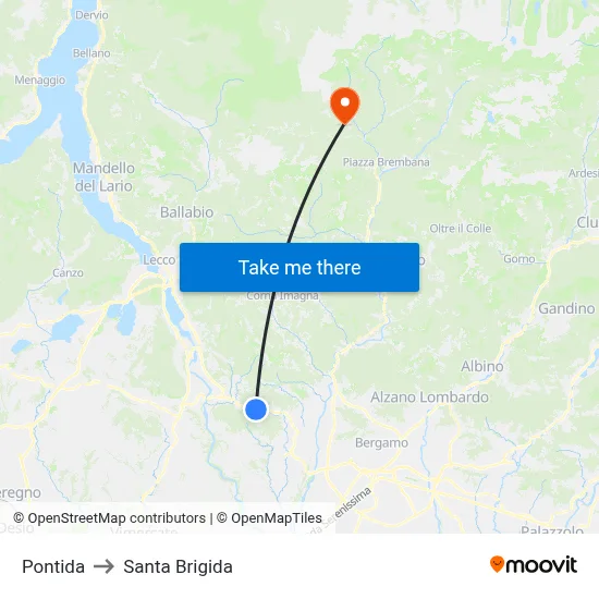 Pontida to Santa Brigida map
