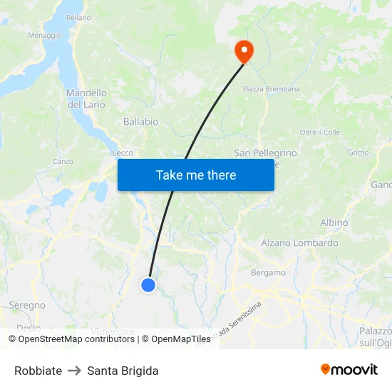 Robbiate to Santa Brigida map