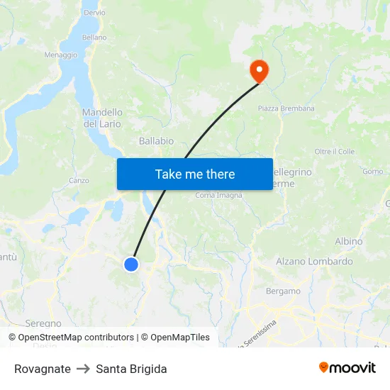 Rovagnate to Santa Brigida map