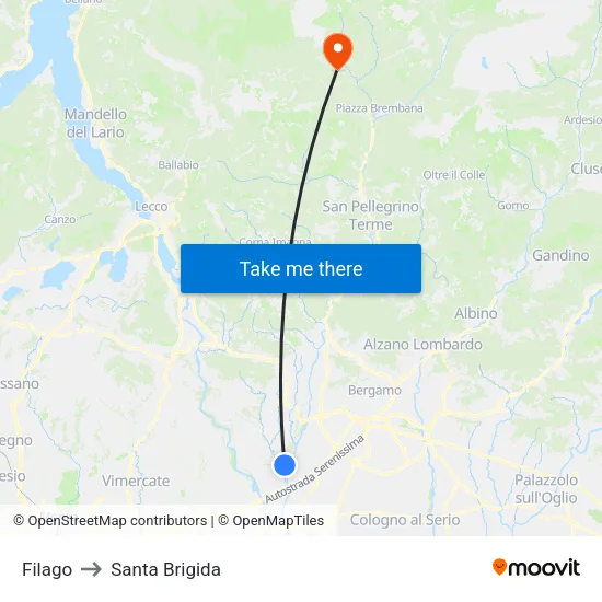 Filago to Santa Brigida map