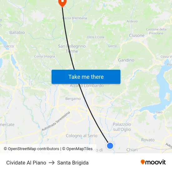 Cividate al Piano to Santa Brigida map