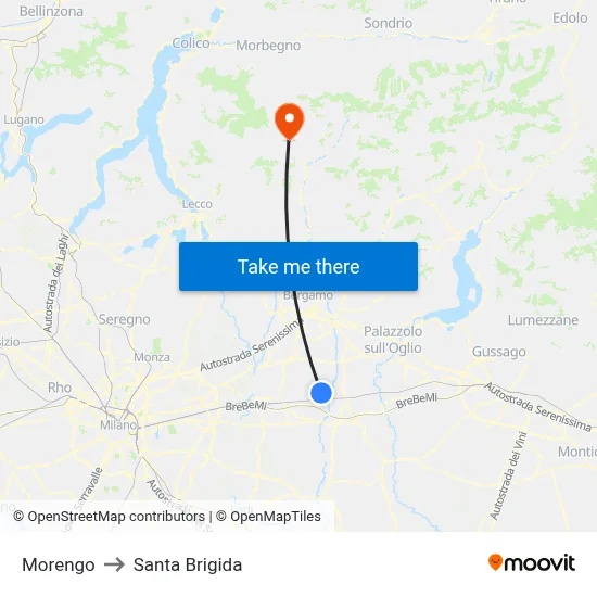 Morengo to Santa Brigida map