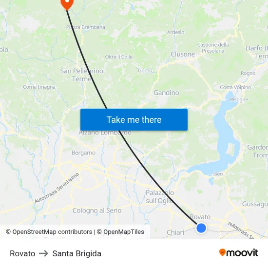 Rovato to Santa Brigida map