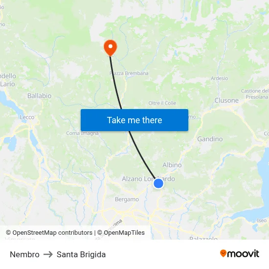 Nembro to Santa Brigida map