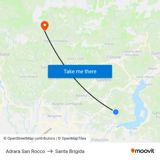 Adrara San Rocco to Santa Brigida map