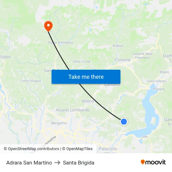 Adrara San Martino to Santa Brigida map