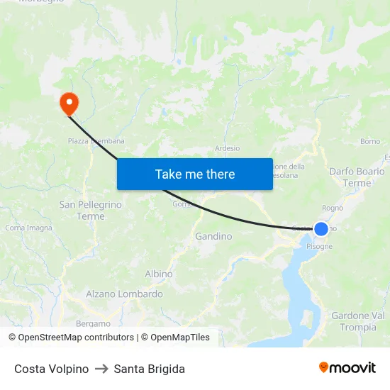 Costa Volpino to Santa Brigida map
