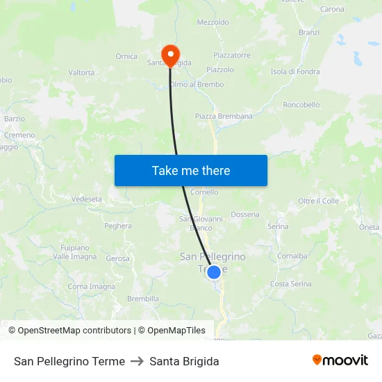 San Pellegrino Terme to Santa Brigida map