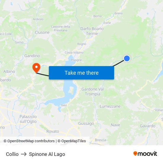Collio to Spinone Al Lago map