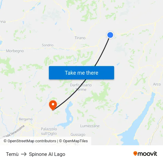 Temù to Spinone Al Lago map