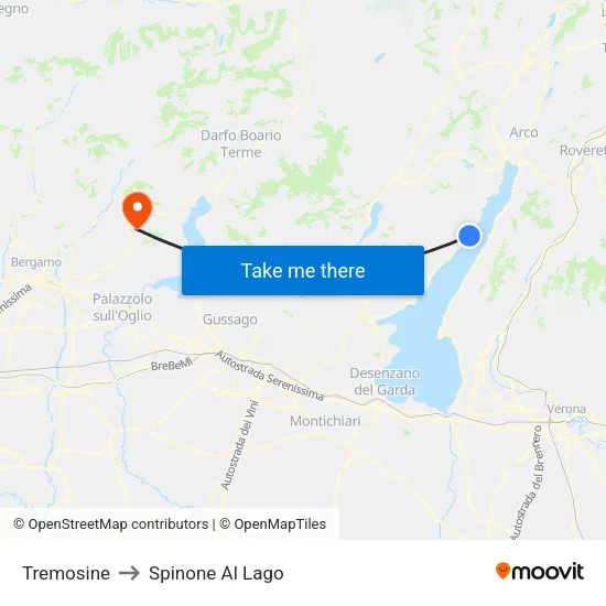 Tremosine to Spinone Al Lago map
