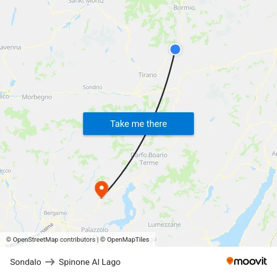 Sondalo to Spinone Al Lago map