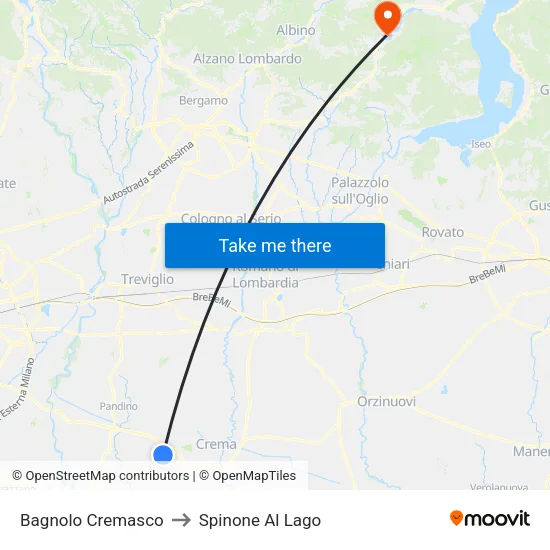 Bagnolo Cremasco to Spinone Al Lago map