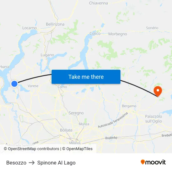 Besozzo to Spinone Al Lago map