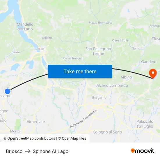 Briosco to Spinone Al Lago map
